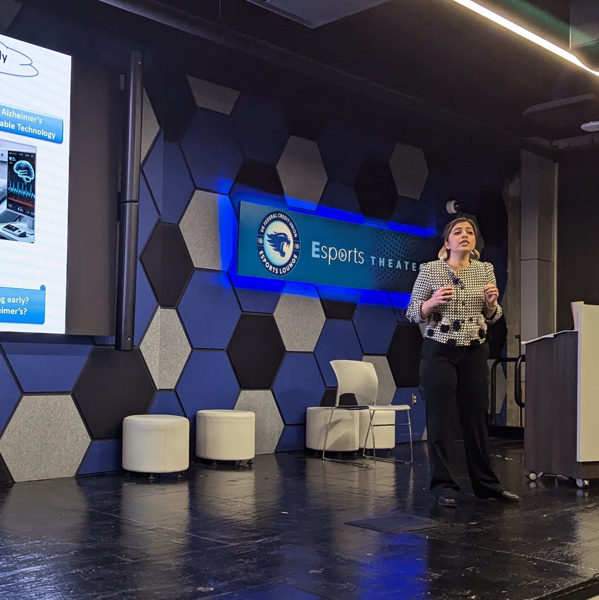 on stage: 2024 3MT winner_Pegah Safavi  esports theater