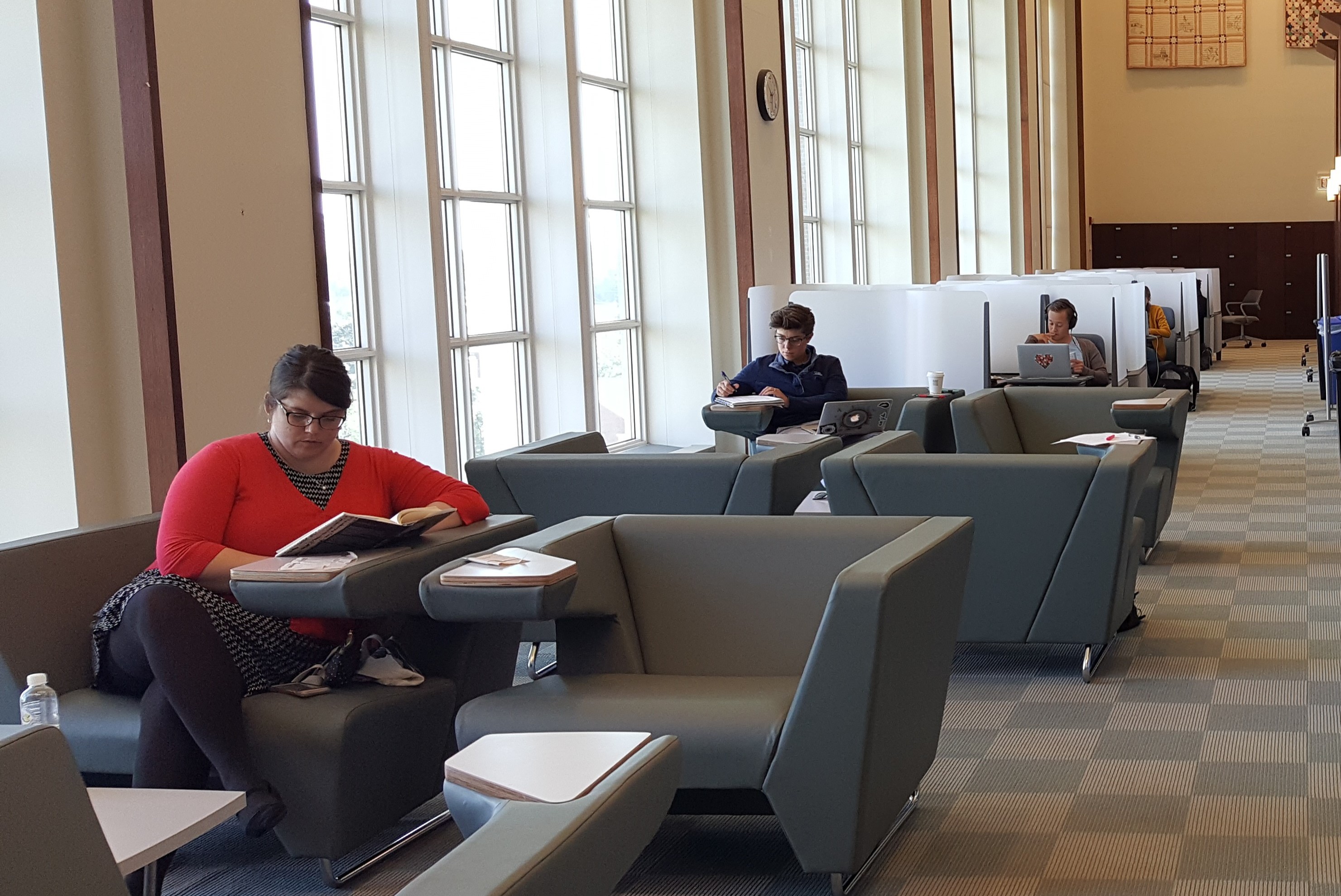 grad study at library and grad students working