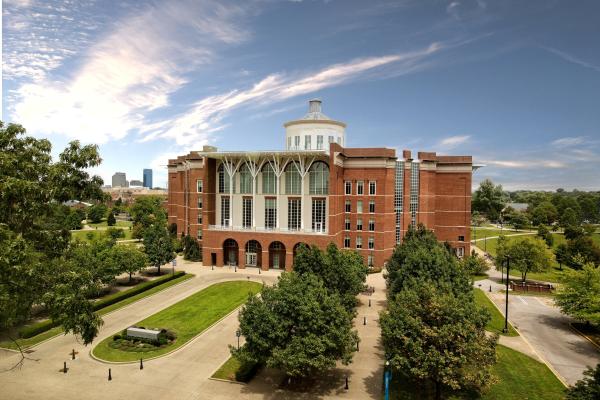 william t young library nice blue sky day green trees