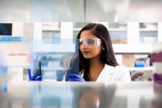 student in lab research