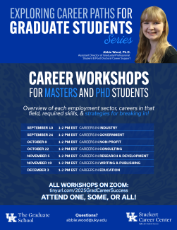 exploring career paths for grad students workshop series flyer