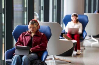 students on laptop