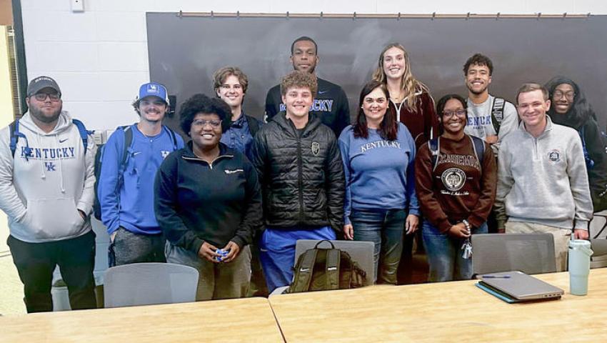 The students in the graduate level course taught by associate professor Justin Nichols, known as the Good Deeds Project.